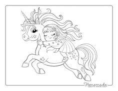 Little Girl Unicorn Ride Unicorn Tracing Shape Pdf, Free Vectors File